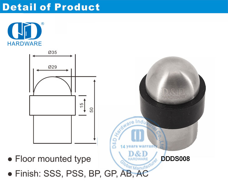 Stainless Steel Door Stop Vlekvrye staal deur stop