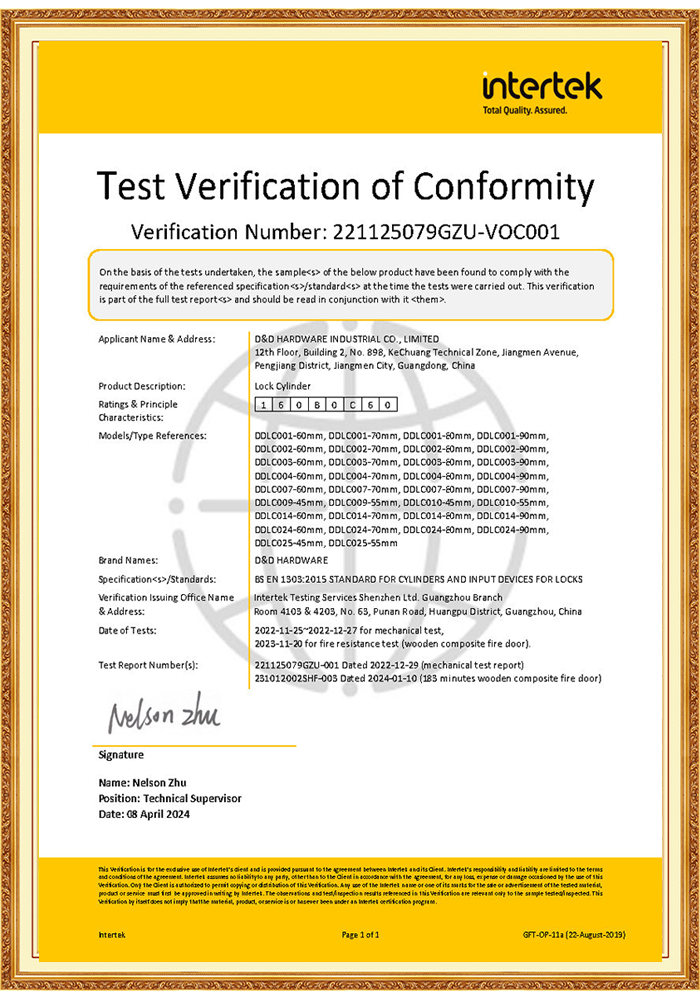 Lock Cylinder EN 1303 Sluitsilinder EN 1303