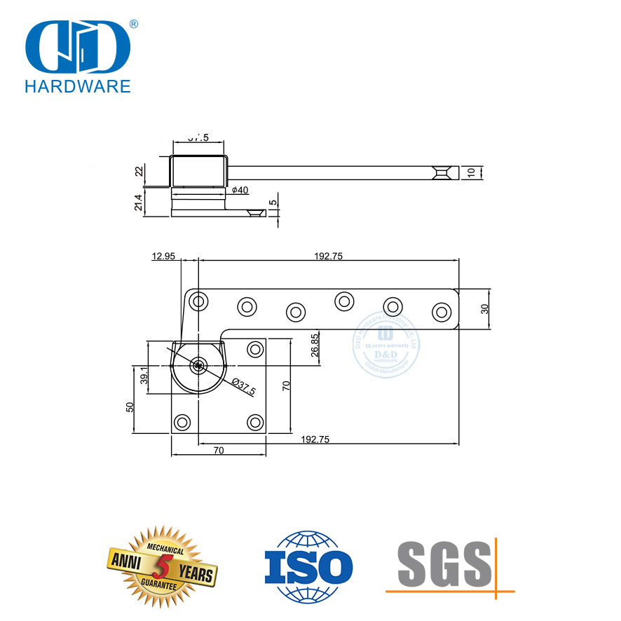Vlekvrye staal swaardiens offset draai skarnier vir hout deur-DDSS068