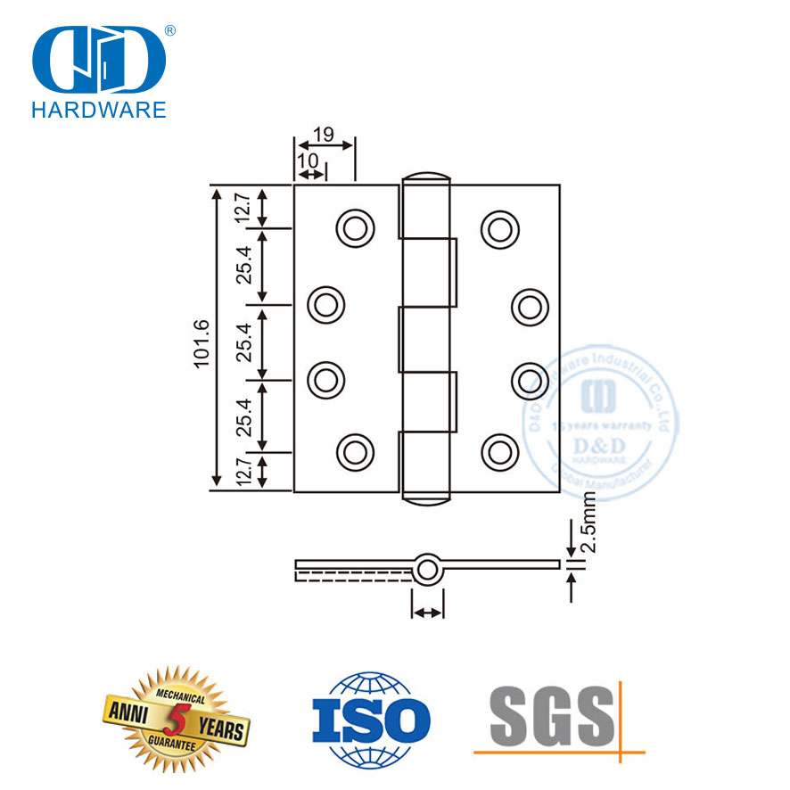 Goeie verkoop vlekvrye staal veiligheid Plain gesamentlike deur skarnier -DDSS004