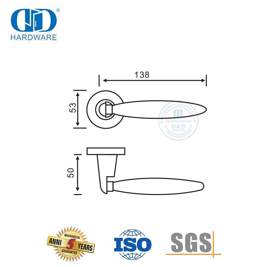Vlekvrye staal kommersiële gebou hardeware Unieke styl soliede hefboom handvatsel-DDSH033-SSS