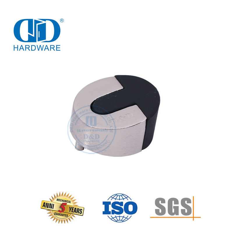 Satyn Chrome Afwerking Metaal Deur Hardeware Vloer Ronde Deur Holder-DDDS006-SC