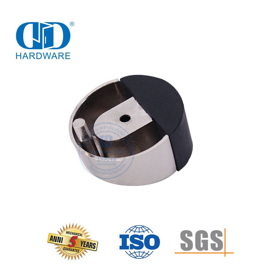 Satyn Chrome Afwerking Metaal Deur Hardeware Vloer Ronde Deur Holder-DDDS006-SC