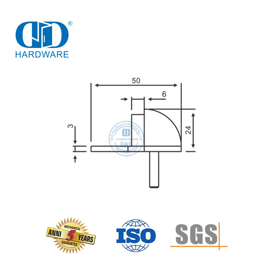 Mat Swart sinklegering Halfrond Deurstopper Vloergemonteerde Tipe-DDDS003-MB