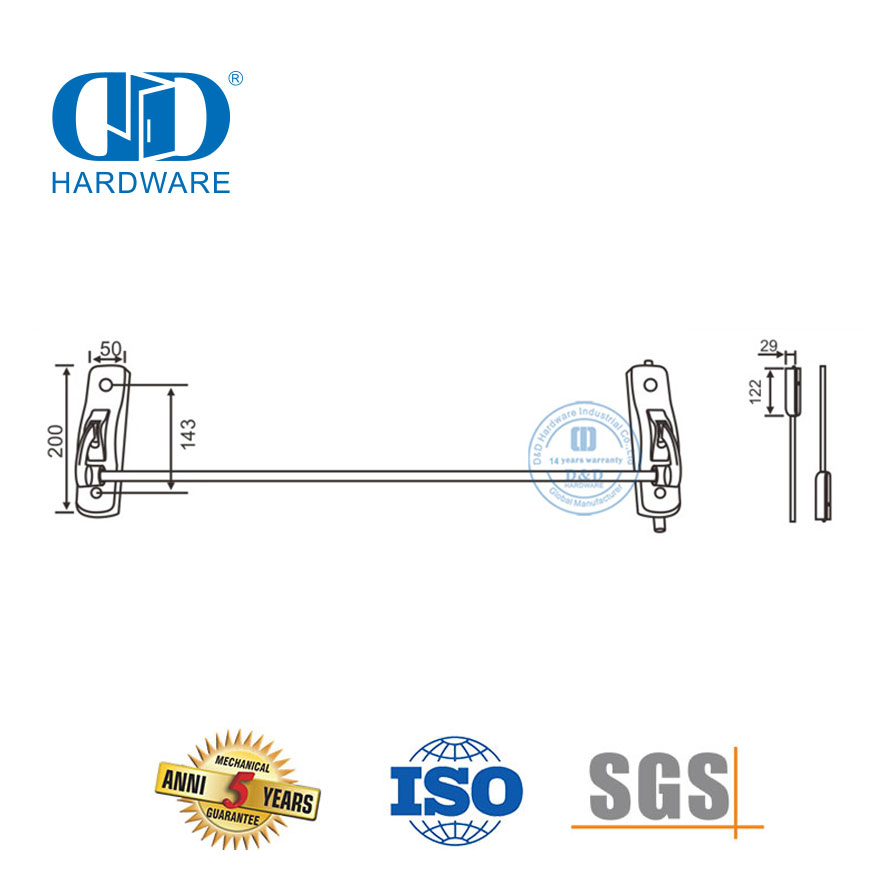 Vertikale Tipe Paniek Toestel Paniek Verlaat Hardeware Paniek Druk Bar-DDPD010-SSS