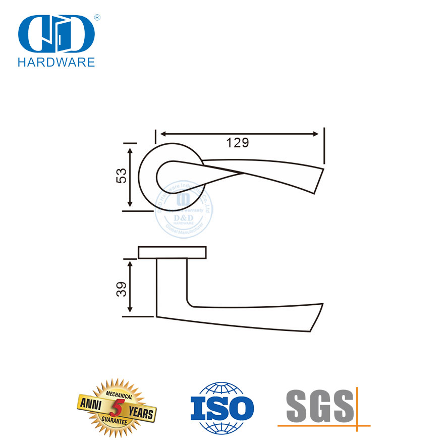 Nuwe ontwerp vlekvrye staal golftipe hol hefboom deurhandvatsel-DDTH037-SSS