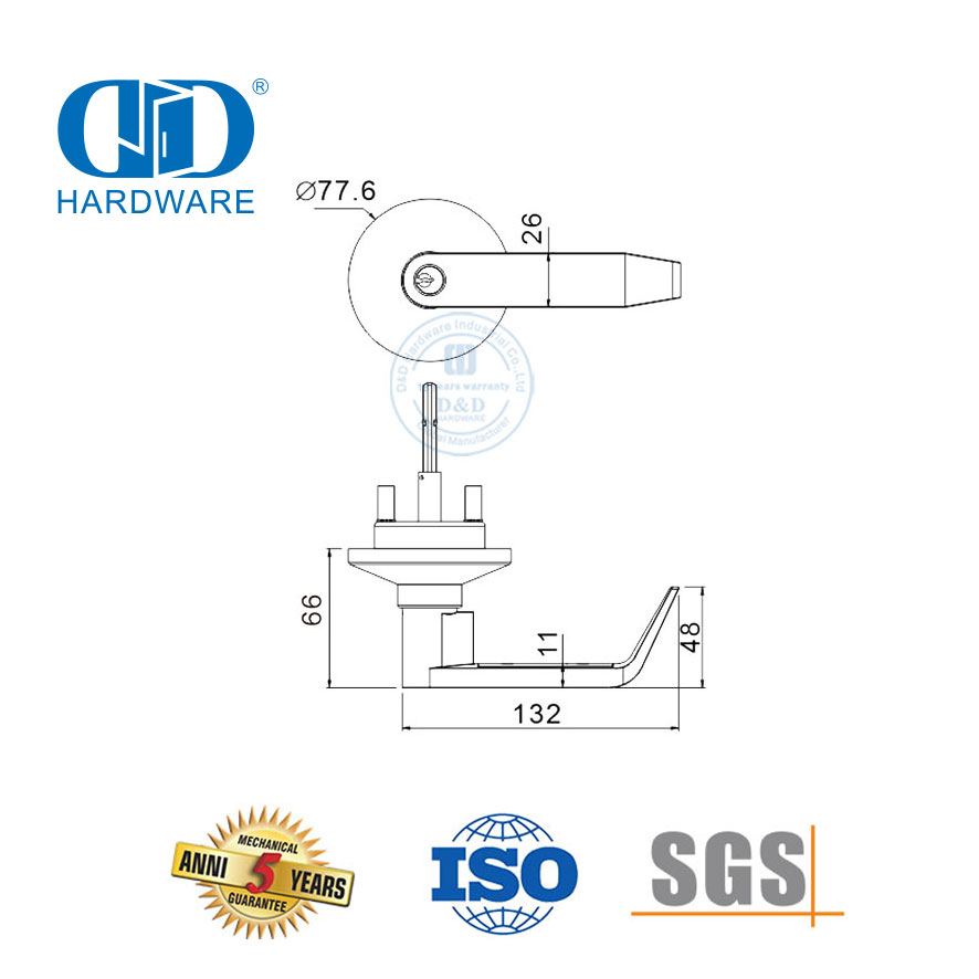 SUS 304 Heavy Duty Hefboom Trim vir Nooduitgang Deur-DDPD012-B-SSS