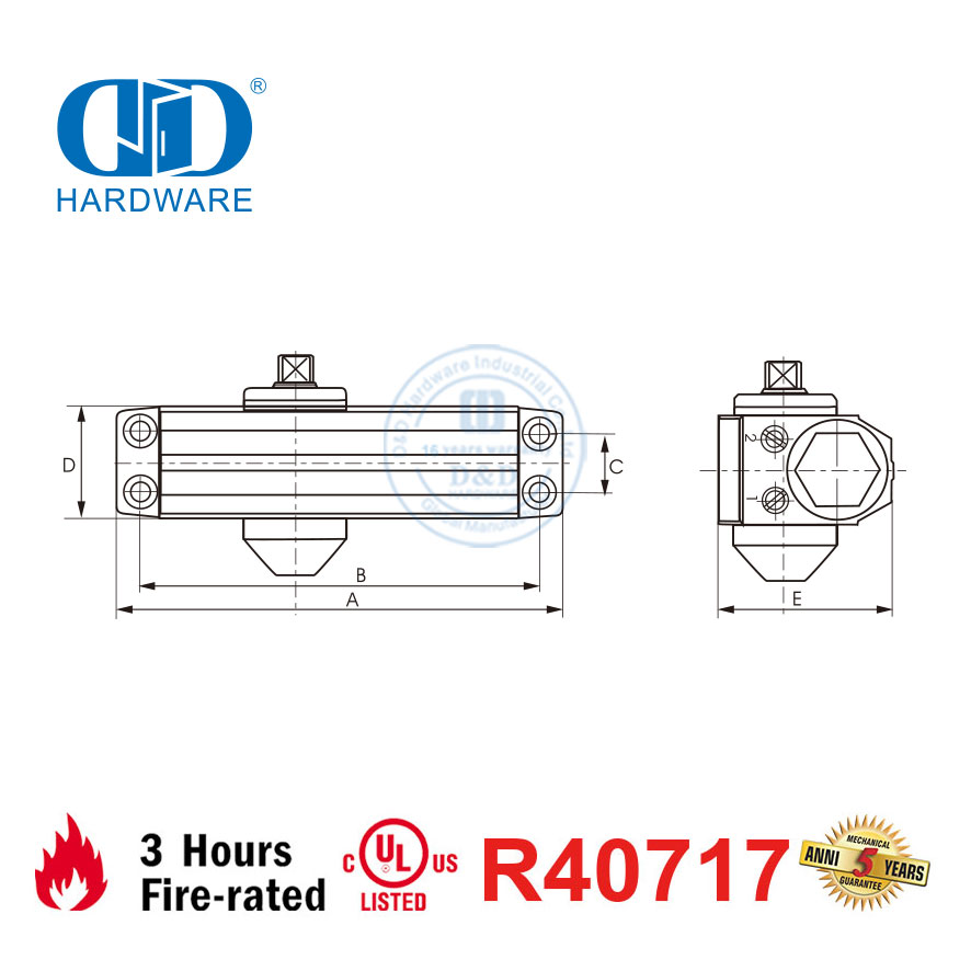 Swaardiensveiligheid 60-85KG 1100mm CE UL 10C Gelyste brandgegradeerde deursluiter-DDDC031