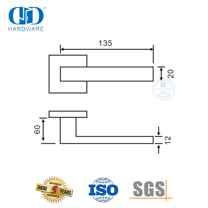 Goeie kwaliteit moderne ontwerp mat swart vierkantige roset deurhandvatsels-DDTH020-MB