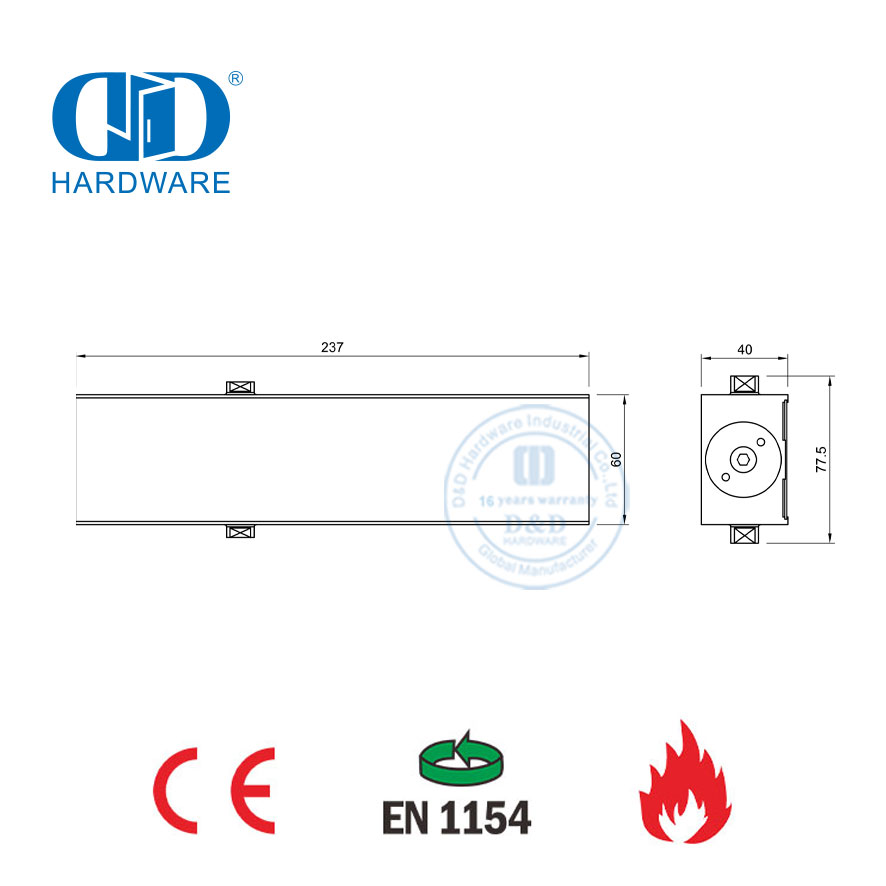 Aluminiumlegering twee verstelbare spoed deursluiter met CE EN1154-sertifisering-DDDC013
