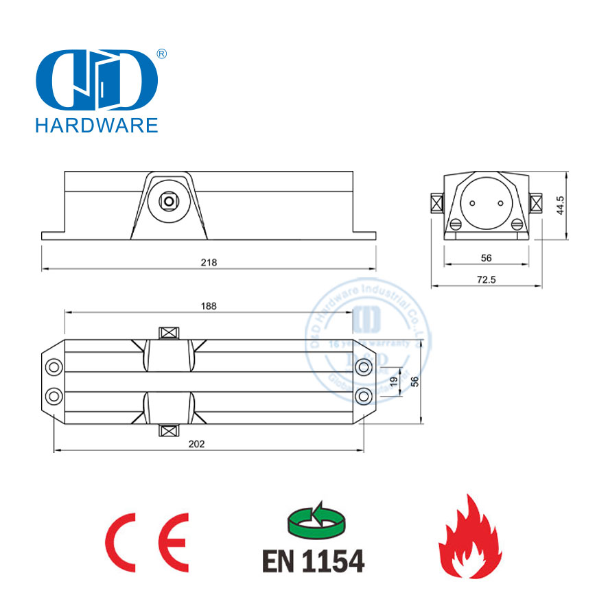 Veerverstelling deursluiter Brandgegradeerde CE EN1154 Aluminiumlegering deursluiter-DDDC014