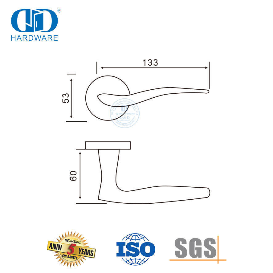 Moderne ontwerp waterdigte anti-roes vlekvrye staal soliede hefboomhandvatsels-DDSH003-SSS
