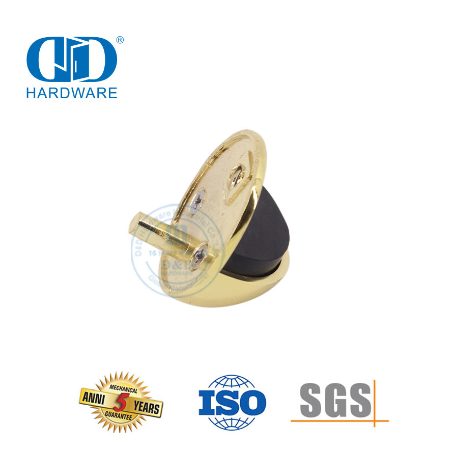 Soliede koper gepoleerde goue vloer gemonteerde deur stop ronde rubber deur stop-DDDS005-PB
