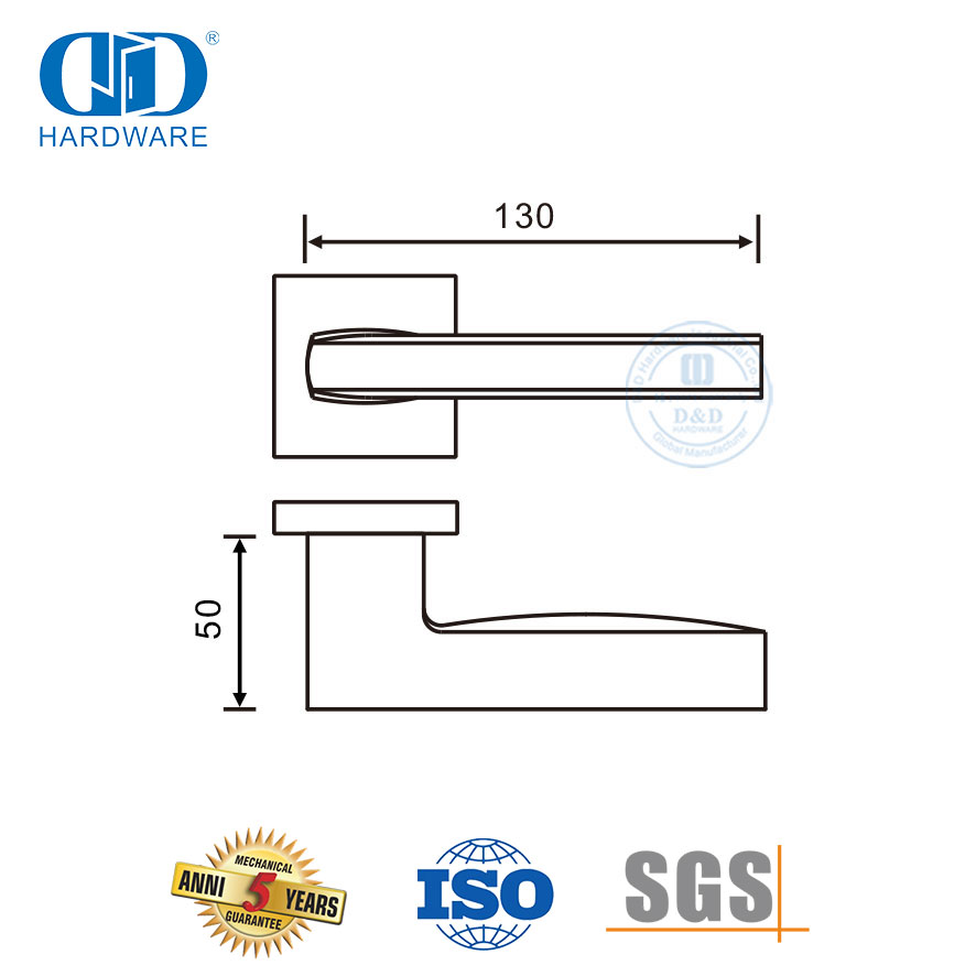 Residensiële gebou Hoofdeur Hardeware Vlekvrye Staal L Vorm Soliede Hefboom Handvatsel-DDSH054-SSS