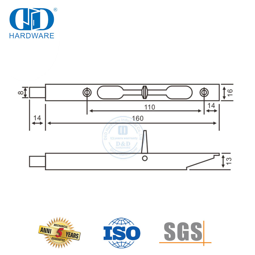 Vlekvrye staal boks tipe spoelbout vir houtdeur-DDDB007-SSS