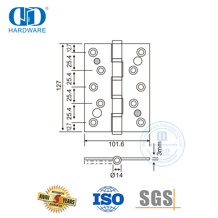 Gebruik vlekvrye staal dubbel sekuriteitskarnier-DDSS013 wyd