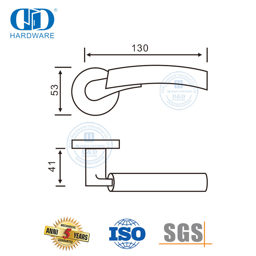 Hoë kwaliteit nuwe interne 304 vlekvrye staal buis hefboom tipe deurhandvatsel-DDSH017-SSS