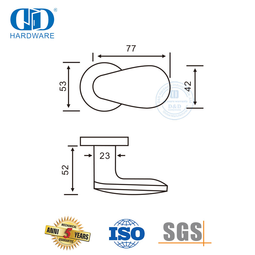 Hoë kwaliteit moderne mortise slot hardeware soliede hefboom Deurhandvatsel-DDSH038-SSS