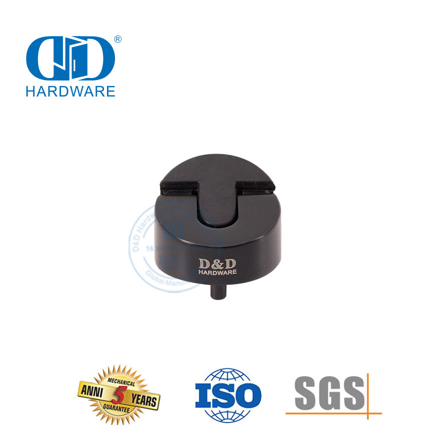 Vlekvrye staal 304 mat swart vloergemonteerde tipe rubber trekdeurstopper-DDDS006-MB
