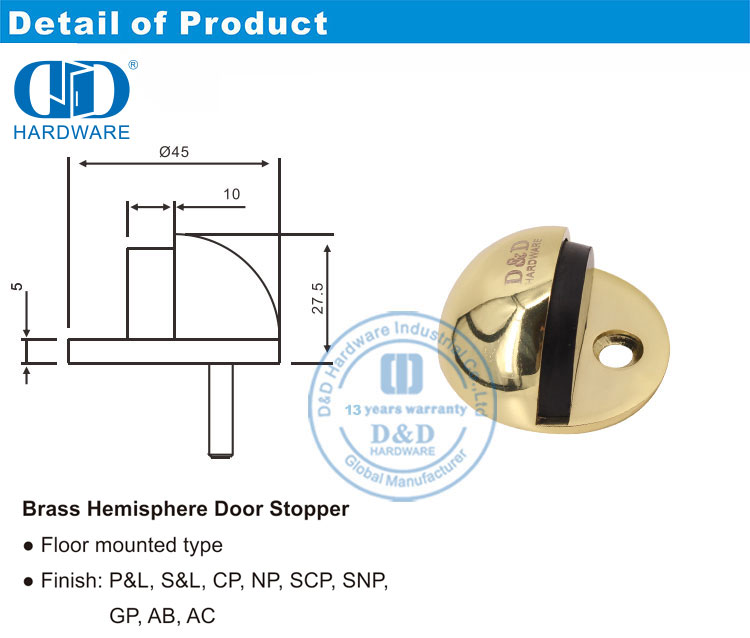 Vloer gemonteerde deur stop