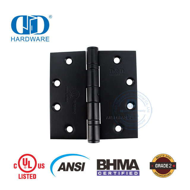 Hoë kwaliteit toebehore Standaardgewig BHMA ANSI Graad 2 Brandgegradeerde Deurskarnier-DDSS001-ANSI-2-4.5x4.5x3.4mm