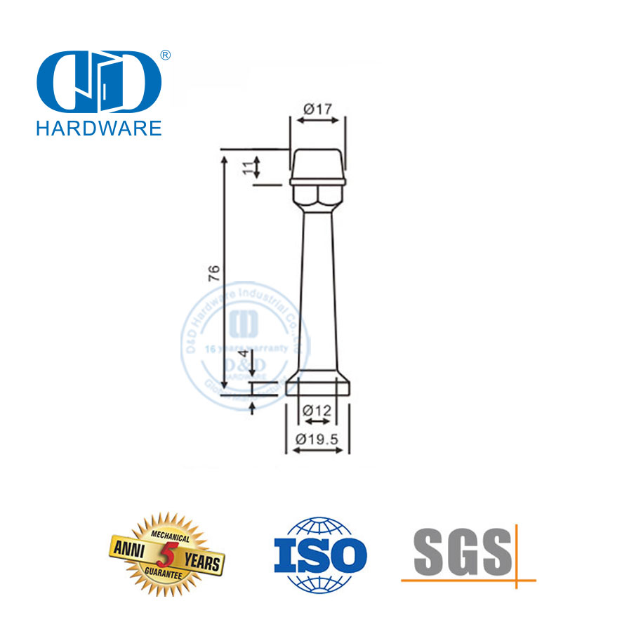 Muur gemonteerde deurbeskermer vlekvrye staal anti-botsing deurstopper-DDDS015-B-SSS