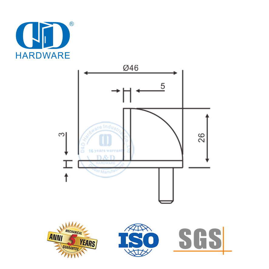 Vlekvrye staal moderne styl vloer gemonteerde tipe halfrond deurstopper-DDDS001-SSS