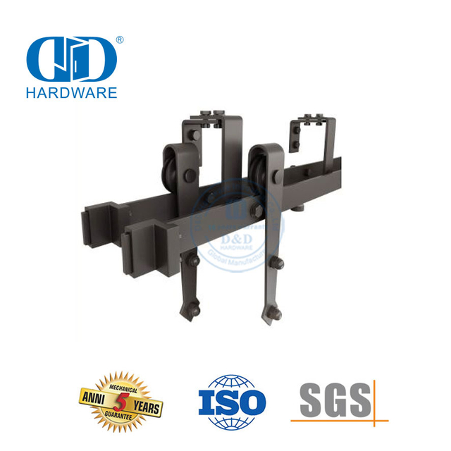 Roesvrye staal Rollende Industriële Stil Swart Buite Dubbelstel Skuifdeur Hardeware Deur Roller Hardeware-DDBD024