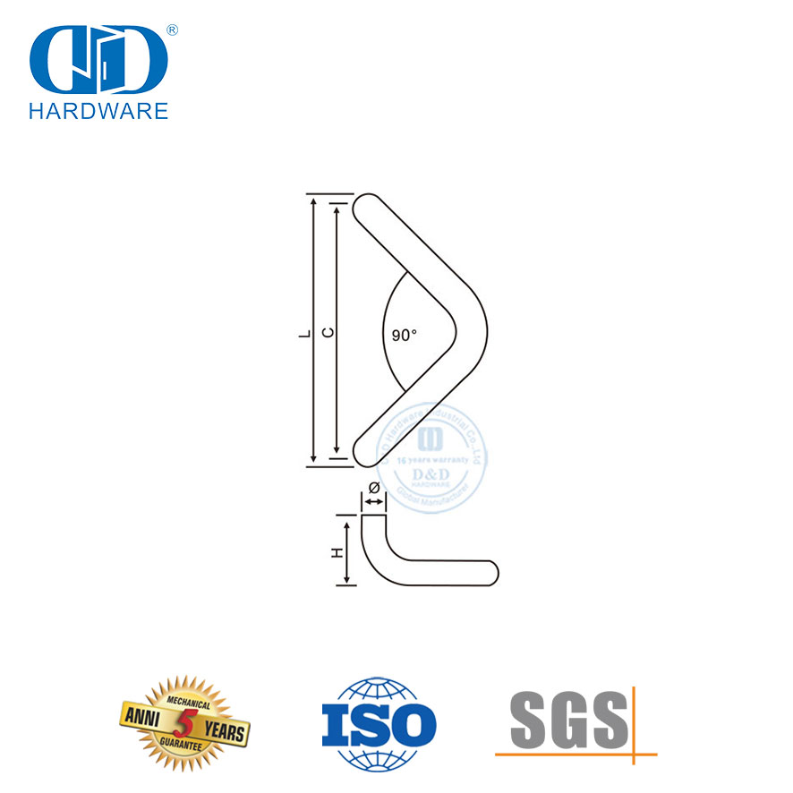 Satyn 316 vlekvrye staal glas gemonteer rug-aan-rug elmboog styl trek handvatsel-DDPH012