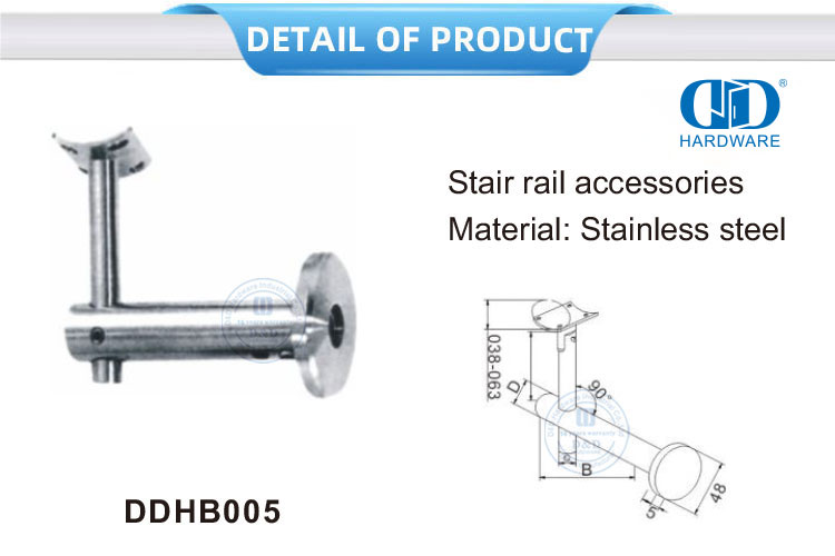 Trappe Trappe Toebehore Vlekvrye staal Glas Fitting Reling Beugel Muur Reling Bracket-DDHB005