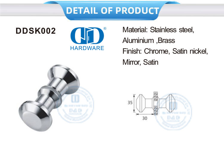 Aluminiummeubels Toebehore Badkamerdeurhandvatsel Hardeware Toebehore Stortskermdeurknop-DDSK002