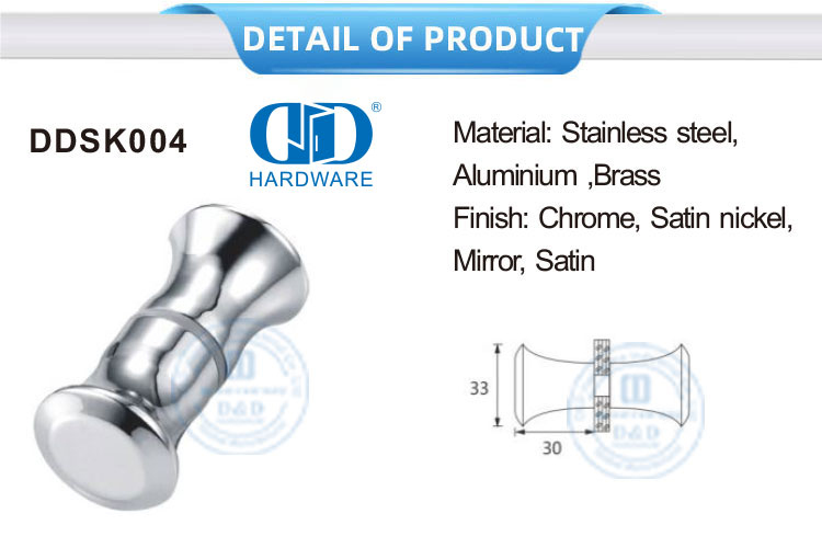 Meubels Toebehore Metal Hardware Pools Badkamer Stort Glas Deur Handvatsel Knop-DDSK004