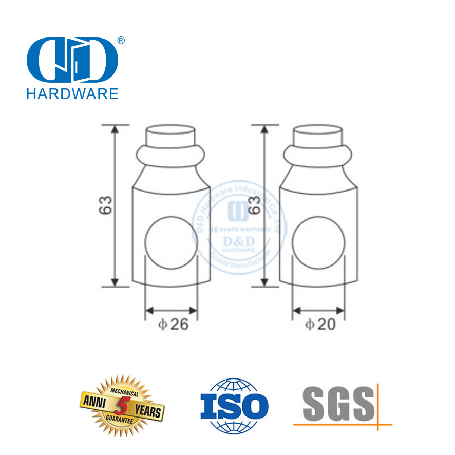 Deurstop Vlekvrye staal glas skuifdeur rolglas bykomstighede Deur hardeware vir badkamer toilet-DDGS124