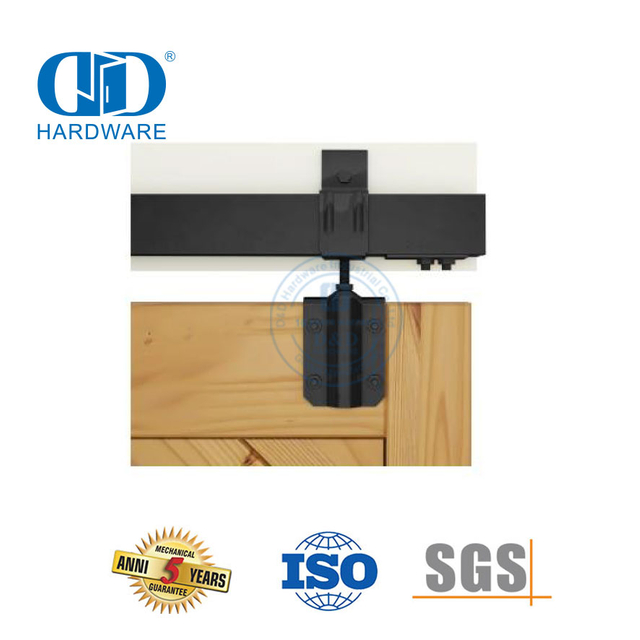 Vlekvrye staal Heavy Duty Metal Track Kit Gebuigde Hanger Skuifdeur Hardeware Hout Schuur Deur Hardeware-DDBD035