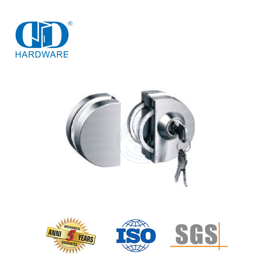 China Fabriek Roesvrye Staal Glas Deur Handvat Slot Patch Pas Hoek Slot Deur Fitting-DDGL005