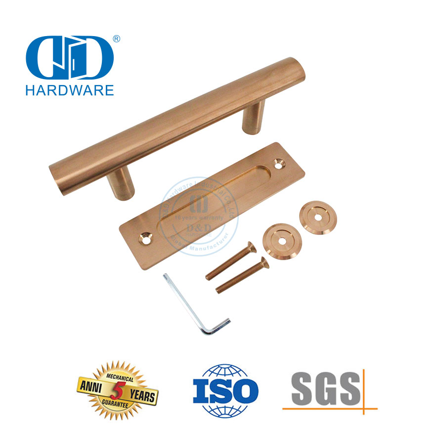Vlekvrye staal Rose Golden Barn Deur Handvatsel Skuifdeur Hardeware Buisvormige Trek Handvatsel-DDBD101 SRG