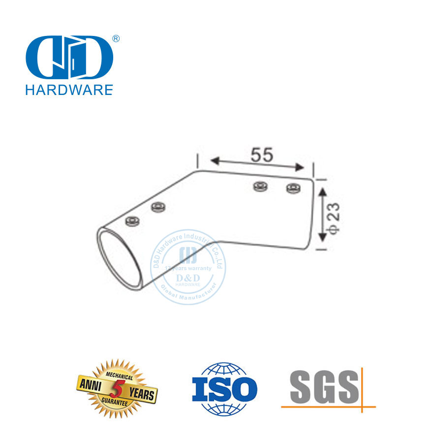 Vlekvrye staal Fabriek Glasbuishouer Clip Pyp Deur Connector Glas Paneel Connector-DDSC034