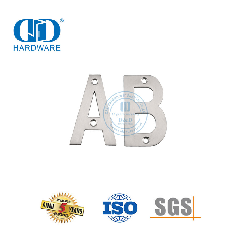 Vlekvrye Staal Deur Plaat Nommer Moderne Brief Huis Huis Metaal Deur Handtekening Plaat-DDSP013