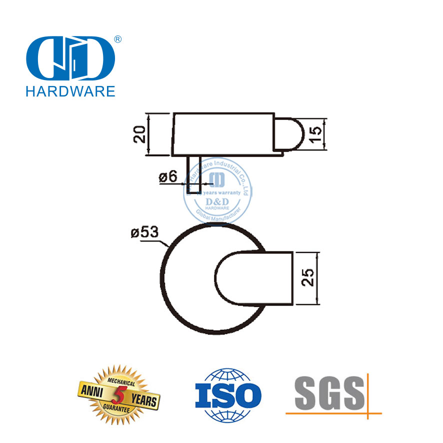 Stianless Steel Sekuriteitslaswasser Metaal Stianless Steel Deurstopper met buitedeur-DDDS043