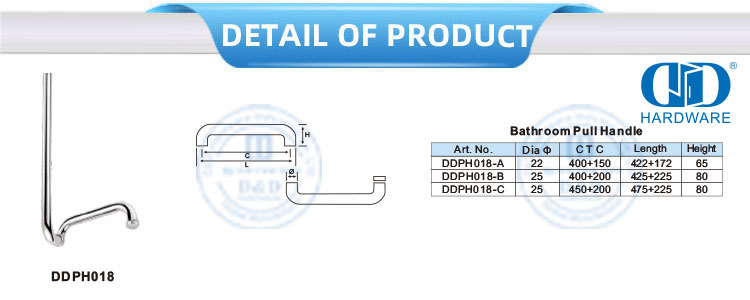 Vlekvrye staal badkamer dubbelzijdig gehard glas deur trek handvatsel badkamer trek handvatsel-DDPH018