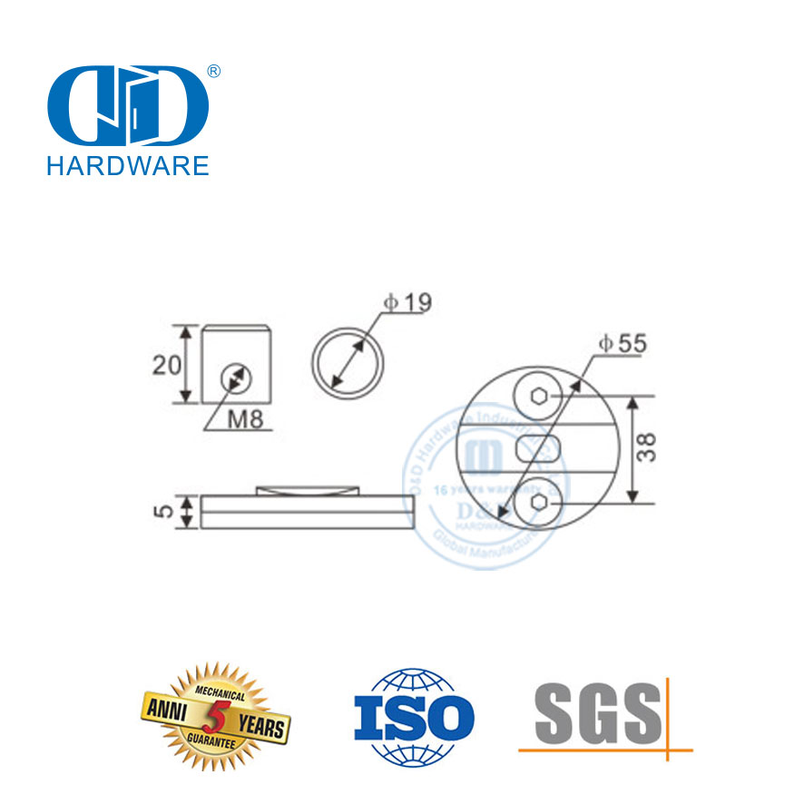 TOP 90 Deg Glas Connector Vlekvrye Staal Glas Hardeware Badkamer Toebehore Glas Pas vir skuifdeur-DDGS113