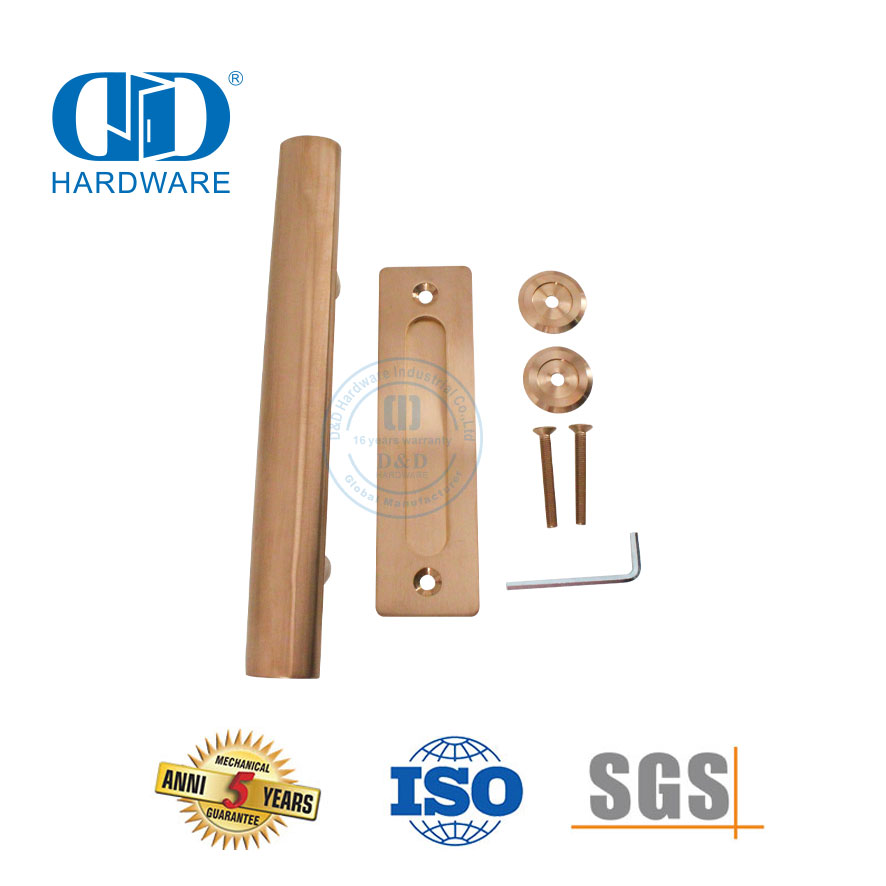 Vlekvrye staal Rose Golden Barn Deur Handvatsel Skuifdeur Hardeware Buisvormige Trek Handvatsel-DDBD101 SRG