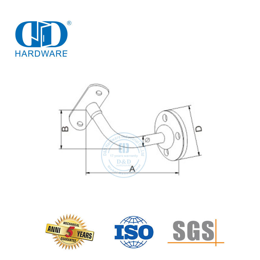 Steunbeugel Vlekvrye staal trapreling Toebehore Glasdeur Hardeware Handreling Bracket-DDHB002