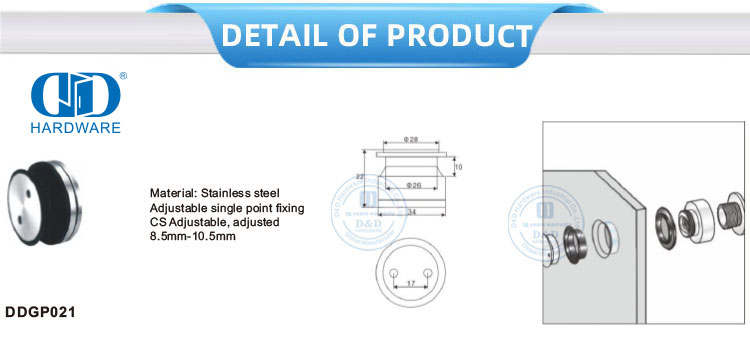 Vlekvrye staal Gordyn Muur Punt Bevestiging Spin Connector Pas Roller Meubels Hardeware Glas Fitting-DDGP022