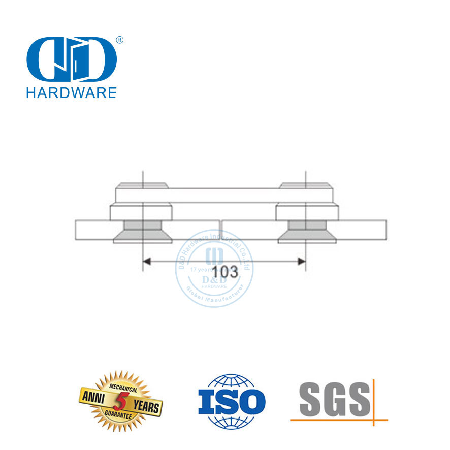 Vlekvrye staal Horisontale Glas Connector Meubeltoebehore Glasdeur Pivot-DDGP017
