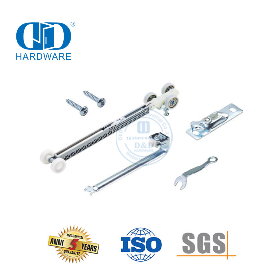 Vlekvrye staal Enkel Eenstuk Sagtesluit Roller Hardeware Onsigbare Skuurdeur Hardeware Garage Hardeware-DDBD057