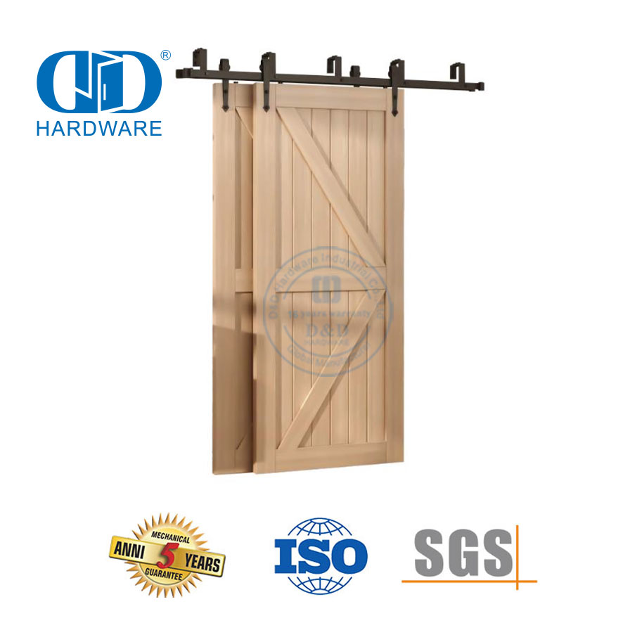 Roesvrye staal Rollende Industriële Stil Swart Buite Dubbelstel Skuifdeur Hardeware Deur Roller Hardeware-DDBD024