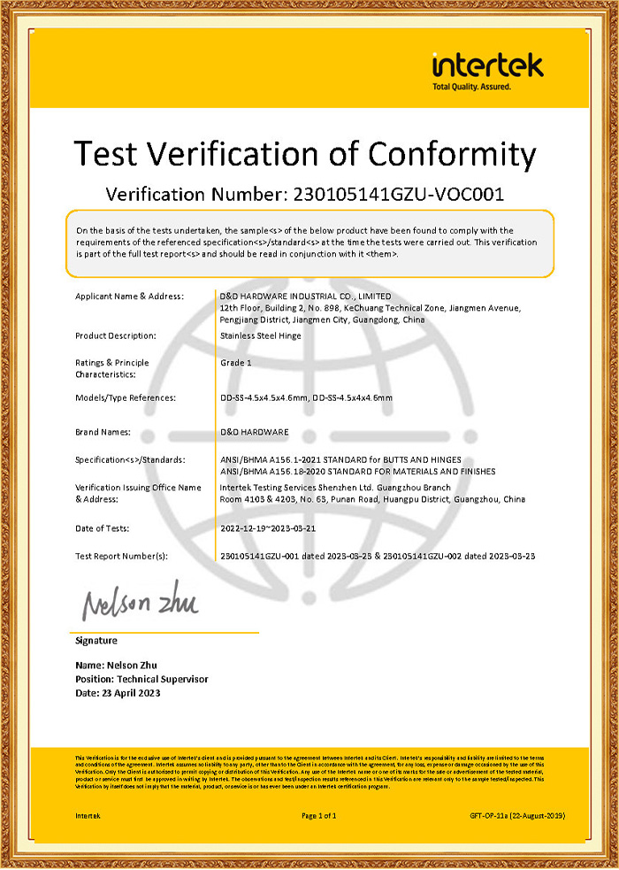 ANSI BHMA Vuurvaste Roosgoud Vinnige Installasie Deurskarnier vir Supermark-ingange-DDSS001-ANSI-1-4.5x4.0x4.6mm