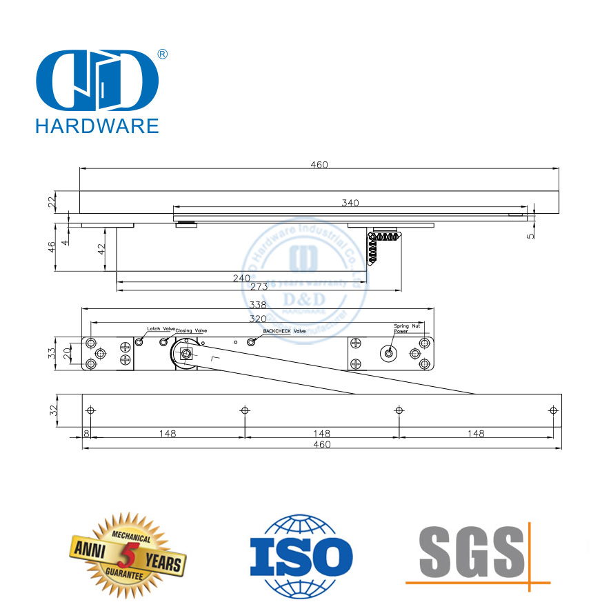Gewilde ANSI UL-gelyste sertifisering-brandgegradeerde versteekte deursluiter-DDDC047