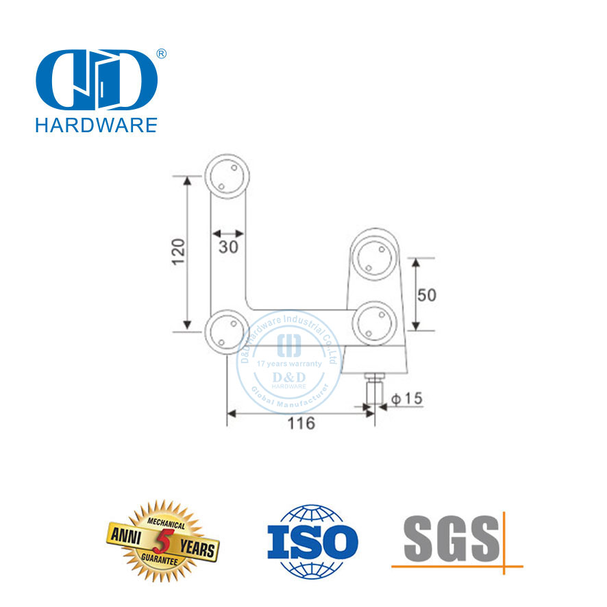 Vlekvrye staal Glas Gemonteerde Glas Connector Pas Sypaneel Piovt Glas Hardeware-DDGP010
